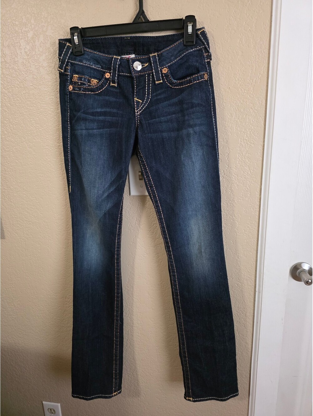 Vintage True Religion Women's Straight Leg Jeans Blue Denim Size 26 Made in USA